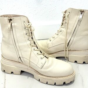 Sam Edelman Garret Combat Cream Lace-Up Combat Boots 8M
